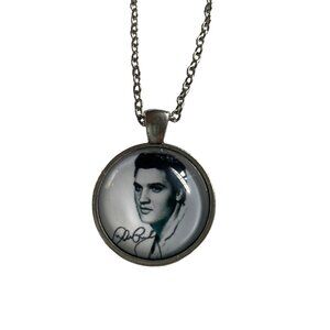 Elvis Presley King of Rock Silver Jewelry Glass Pendent Necklace u